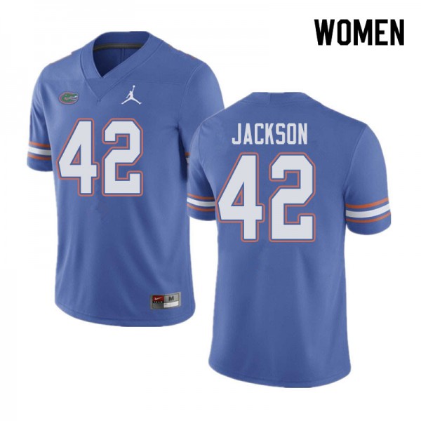 Jordan Brand Women #42 Jaylin Jackson Florida Gators College Football Jersey Blue